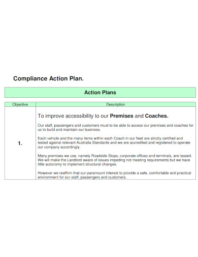 standard compliance action plan
