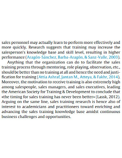 standard sales training needs analysis