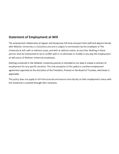 statement of employment at will