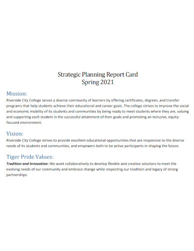 strategic planning report card