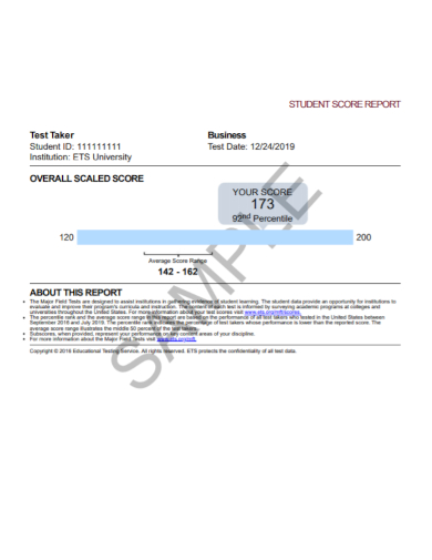 student business score report