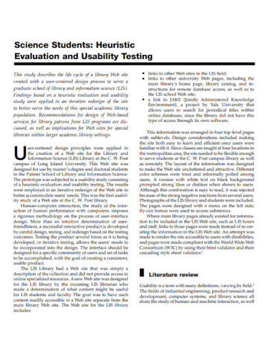 student heuristic usability evaluation