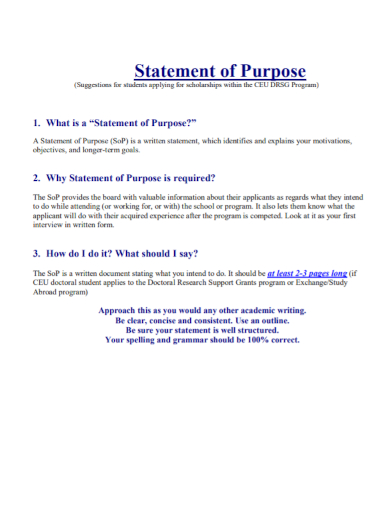 student scholarship statement of purpose