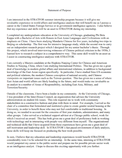 FREE 11 Internship Statement Of Purpose Samples In PDF DOC