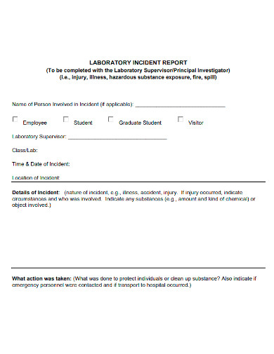 supervisors laboratory incident report