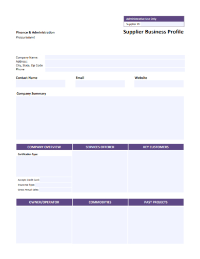 supplier company business profile