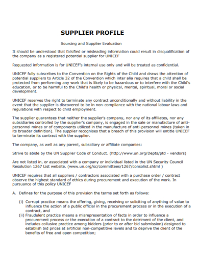 supplier evaluation company profile