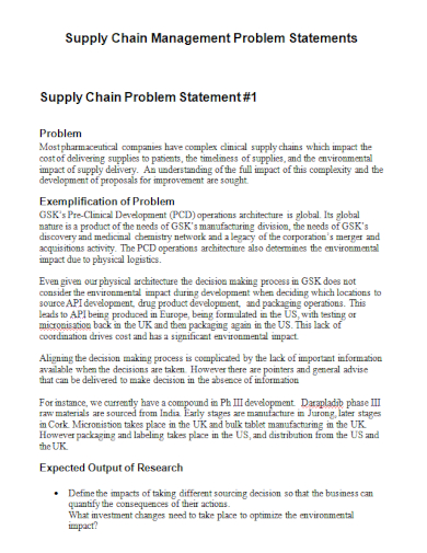 supply chain management problem statement
