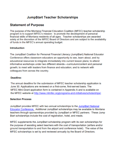 teacher scholarship statement of purpose
