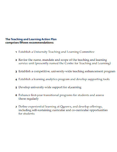 teaching and learning action plan