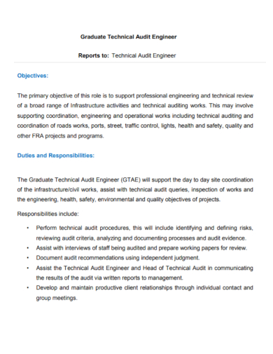 technical audit engineer report