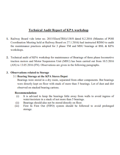 technical audit workshop report