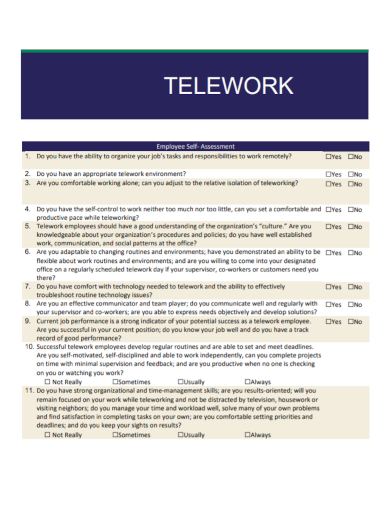 telework employee self assessment