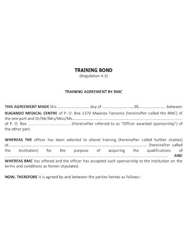 training bond agreement sample
