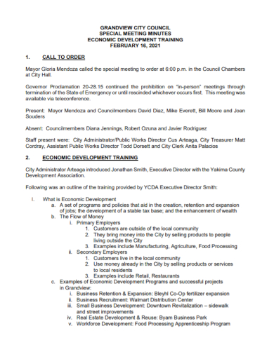 training council meeting minutes