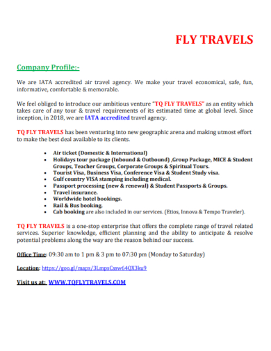 FREE 10 Travel Company Profile Samples In PDF MS Word