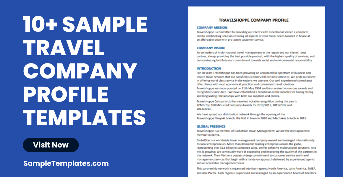travel company profile templates