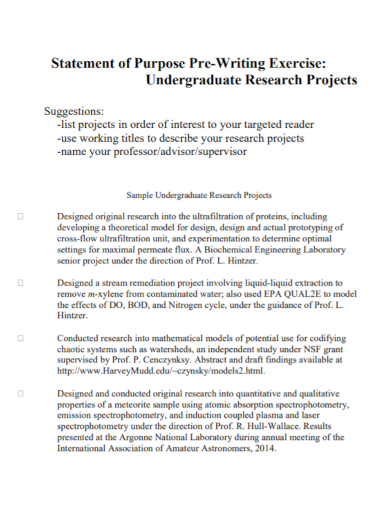 undergraduate project research statement