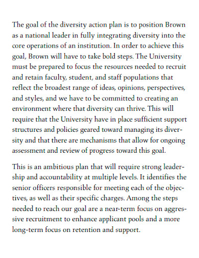 university diversity action plan