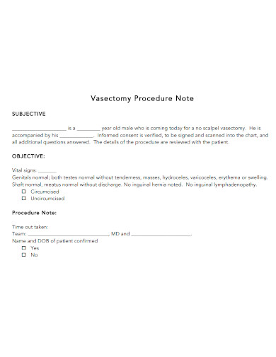 vasectomy procedure note