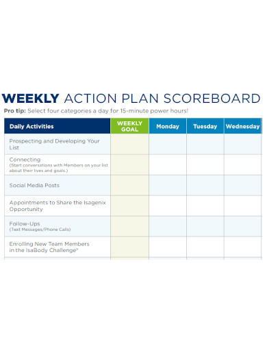 FREE 10 Weekly Action Plan Samples In PDF