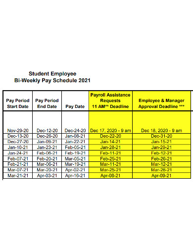 weekly employee pay schedule
