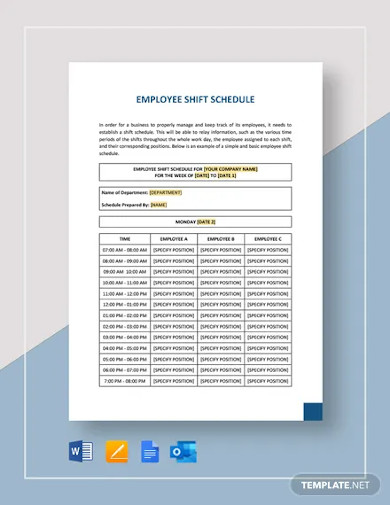 weekly employee schedule sample