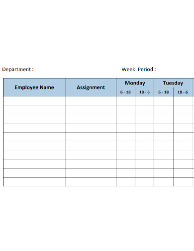 weekly employee shift schedule sample