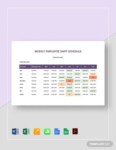 weekly employee shift schedule