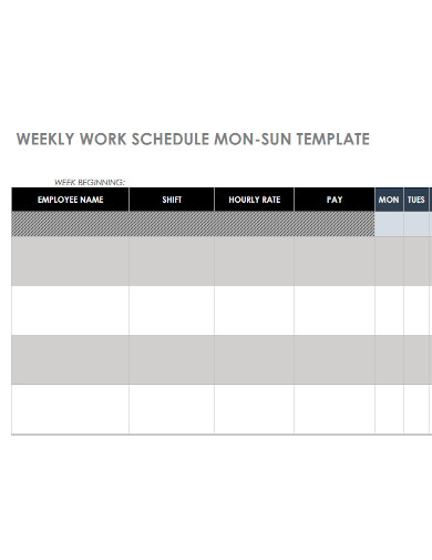 weekly employee work schedule