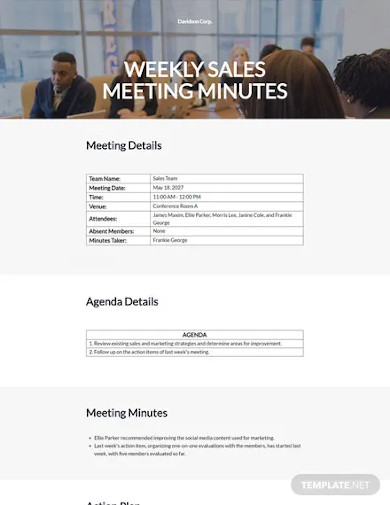 weekly sales meeting minutes