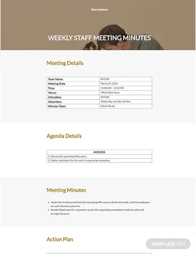 weekly staff meeting minutes