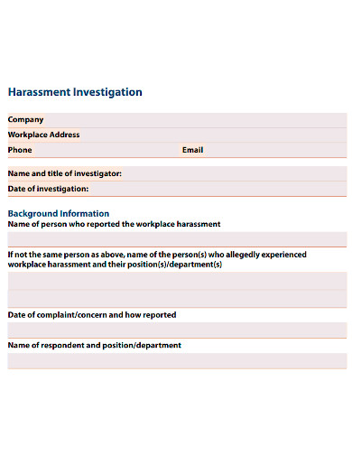 workplace harassment investigation sample