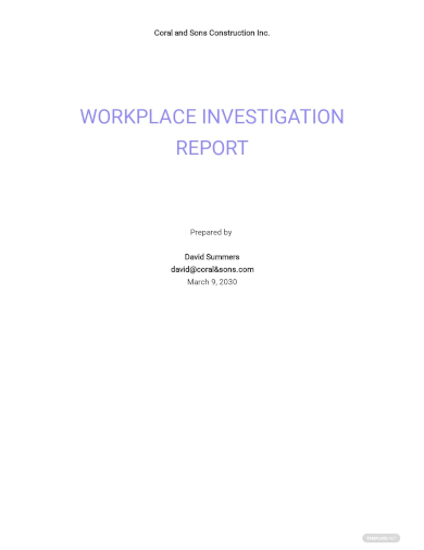 workplace investigation report template