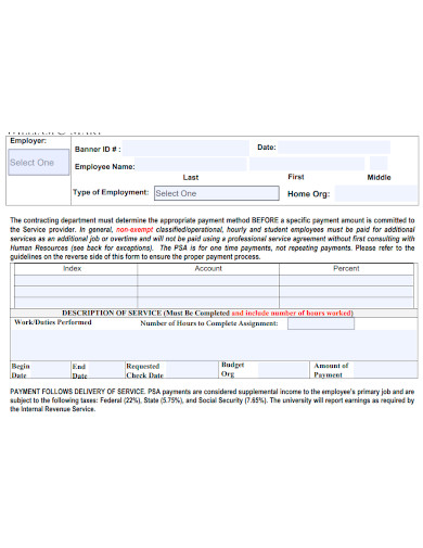 workshop services agreement form