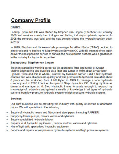 workshop services company profile
