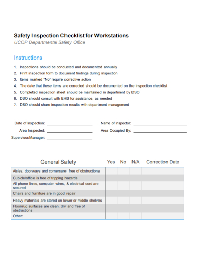 workstation office safety checklist