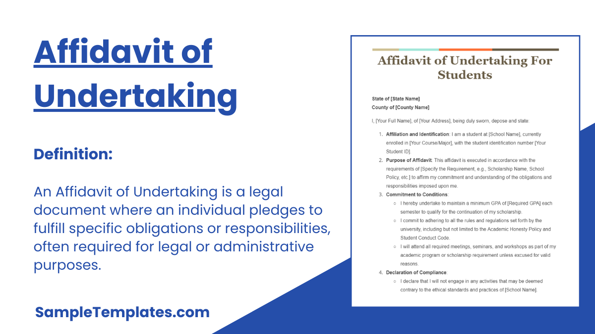 Affidavit of Undertaking
