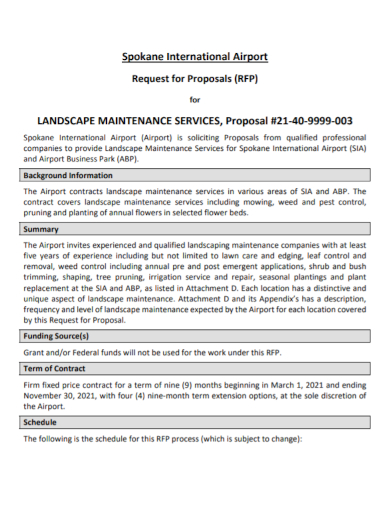airport landscape services proposal