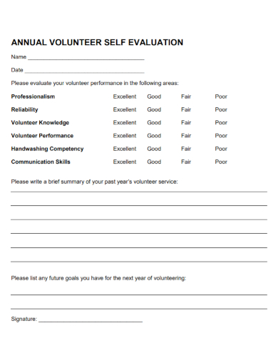 annual volunteer self evaluation