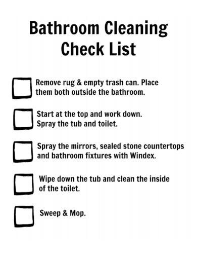 basic bathroom cleaning checklist