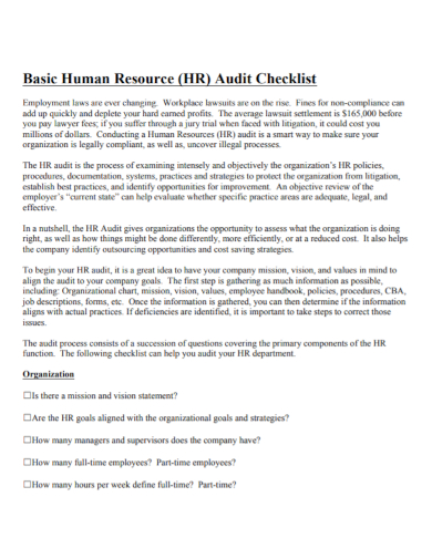 basic hr audit checklist