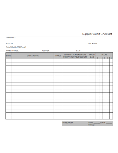 basic supplier audit checklist