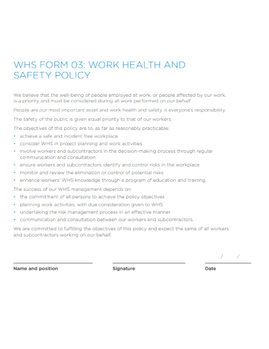 basic work health and safety policy