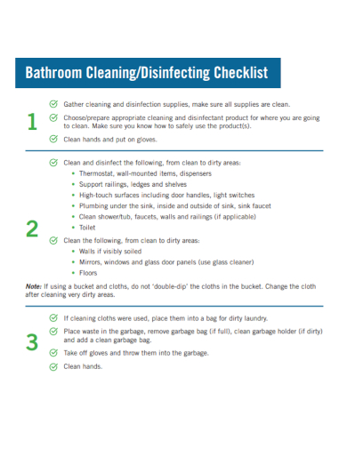 bathroom cleaning disinfecting checklist