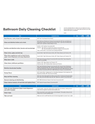 bathroom daily cleaning checklist