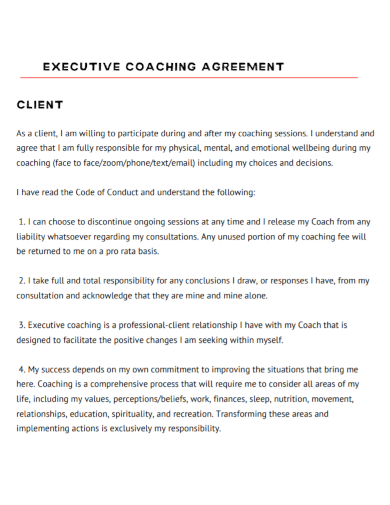 client executive coaching agreement