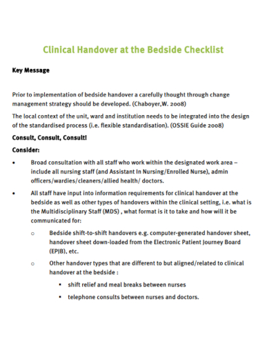 clinical handover checklist