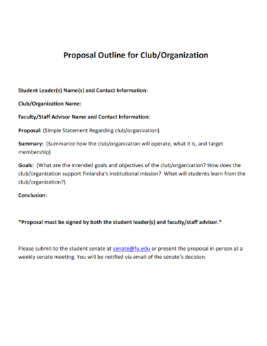 club organization outline proposal