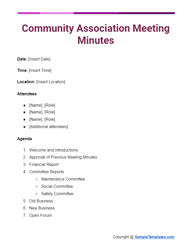 community association meeting minutes